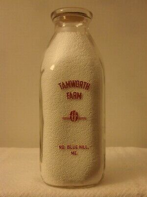 North Blue Hill Vintage Square Quart Milk Bottle Tamworth Farm Maine