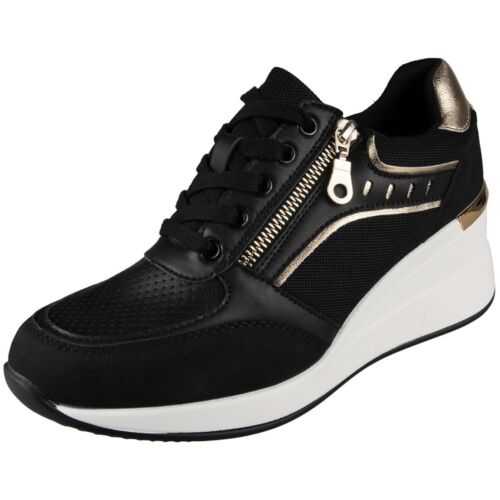 Zapatos de cuña Entrenadores Mujer Tenis Damas Clásicos Con cordones Cómodos Bombas Tallas - Imagen 2 de 49