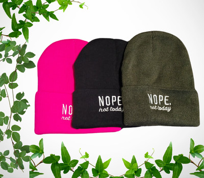 ''NOPE Not Today'' Embroidered Knit Beanie