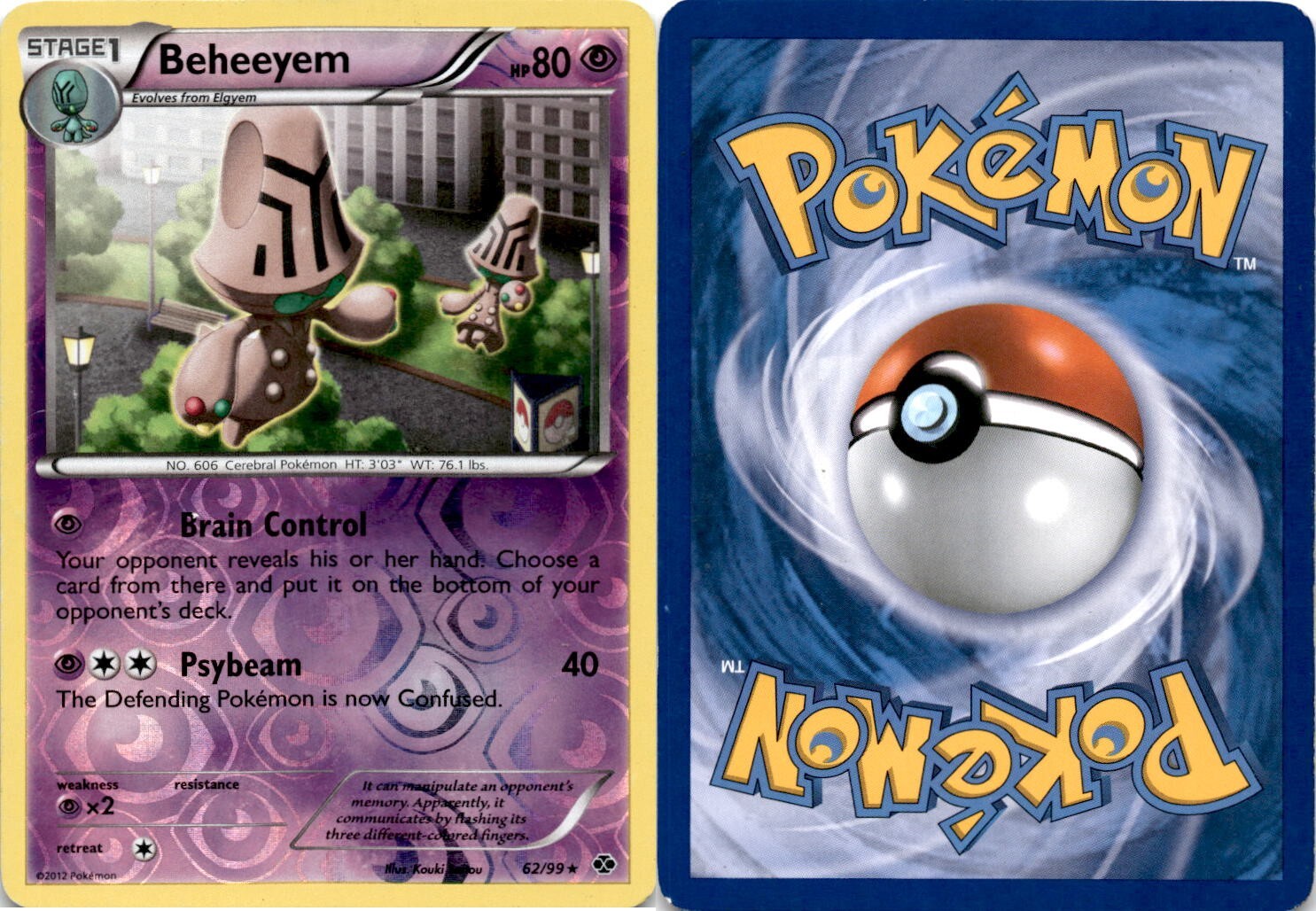 2012 Pokemon, Next Destinies, #62/99 Beheeyem, Reverse Holo Rare