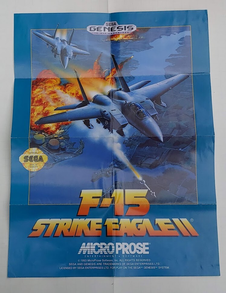 Sega Genesis F-15 Strike Eagle II Game Poster Insert Authentic