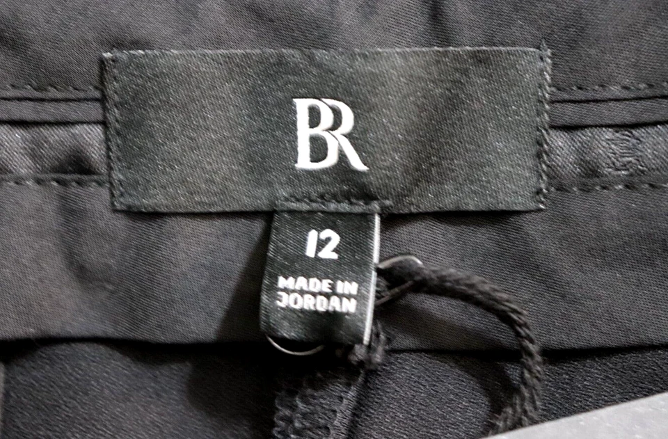 Pantalones Banana Republic Mujer 12 Cintura Alta Pierna Ancha Satinado Negro Pantalón 32"L Nuevo Foto 4 de 4