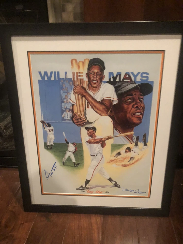 WILLIE MAYS SIGNED AUTO 16x20  RON LEWIS SAY HEY KID LITHOGRAPH Framed - Image 4 of 4