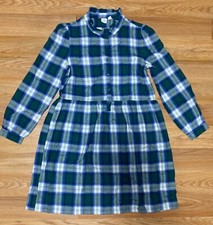 Gap Kids Girl Gingham Long Sleeve Cotton Dress Size 14/16 New
