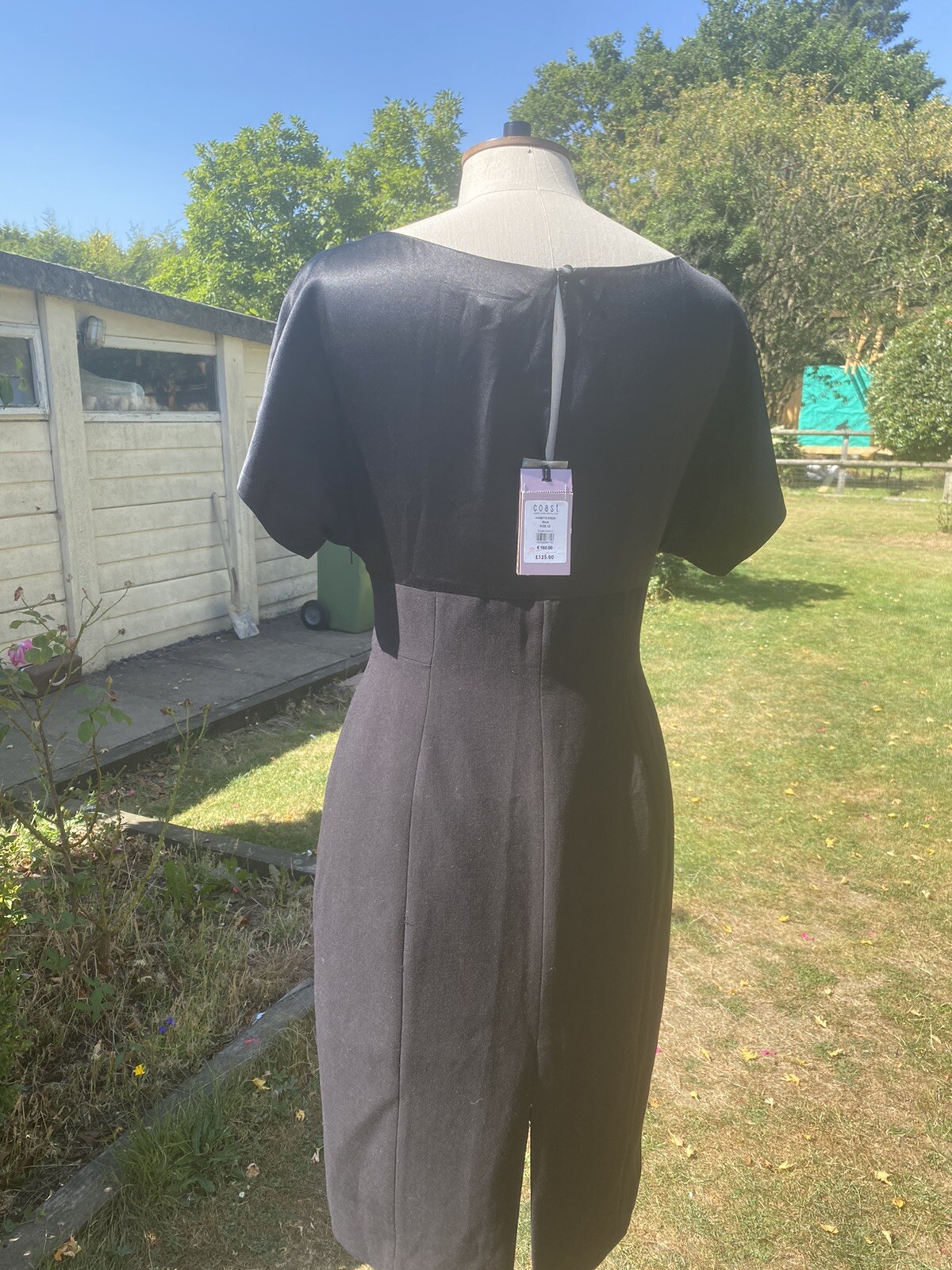 COAST LITTLE BLACK DRESS SIZE 12 100 SILK BODICE PENCIL FITTED MIDI