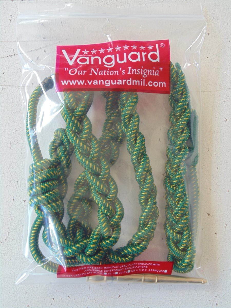 USMC US MARINE CORPS DIVISION GREEN GOLD BRAIDED UNIFORM AIGUILLETTE W/  GOLD TIP