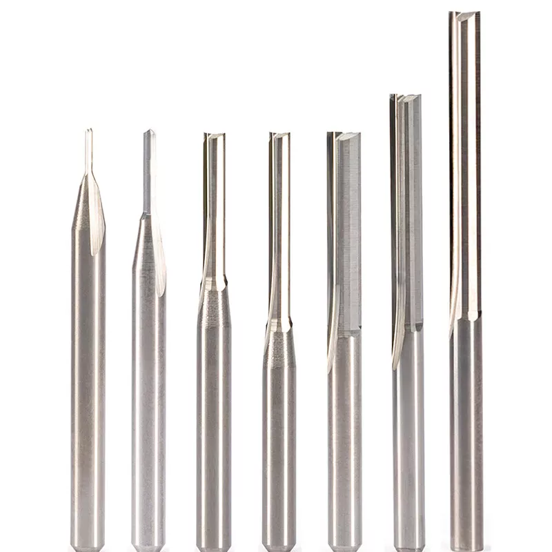 10pc 3.175mm Double Two Flute Straight Slot CNC Router Bits Wood MDF Milling 1 8