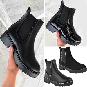 womens black studded chelsea boots