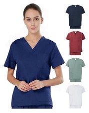 Unisex Clinic Medical Wear Doctor Nurse Reversible Uniform Scrubs Top sz XS-3XL