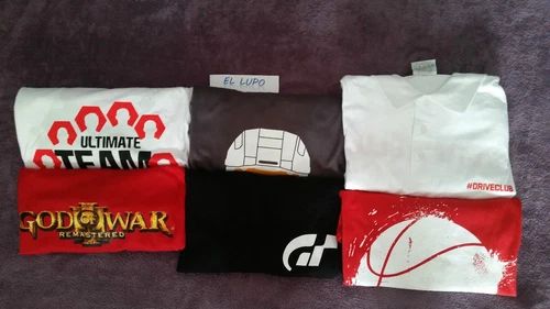 TEE SHIRT FIFA 2014 + HALO 5 JAUNE +DRIVECLUB+ GOD OF WAR 3 +GRAN TURISMO+NBA 2K