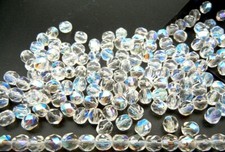 150 Preciosa Czech Glass Round Faceted Fire Polished Beads 8mm Crystal AB