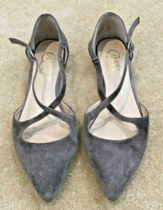 grey suede pointed flats