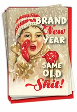 Brand New Year - 12 Funny Christmas Cards  - Bulk Set - NobleWorks