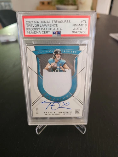 2021 National Treasures PSA 8 Trevor Lawrence RPA Rookie Prodigy Patch Auto