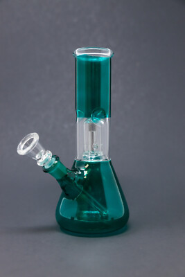Hookah Water Pipe Glass 8'' Aqua Single Percolator Tobacco Bong w/ Ice Catcher
