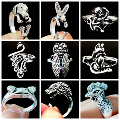 20pcs Punk Various Animal Metal Rings Top 20 Different Styles Small/Medium/Big