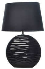 Lampe de chevet table moderne design pied rond céramique noire - 38 cm - à poser