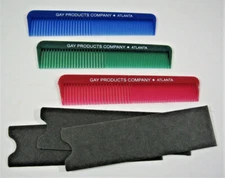 3 Vintage Imprinted Gay Products Combs W/ Pocket Sleeves Old Store Stock Atlanta