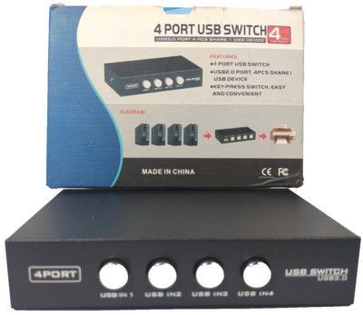 Portable 4-Port USB 2.0 Sharing for Printer /Scanner /Other USB Devices (Black)
