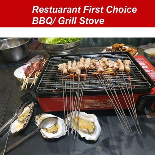 Portable Gas Stove Burner Butane BBQ Camping Gas Cooker With Non Stick Plate Red - Picture 6 of 13