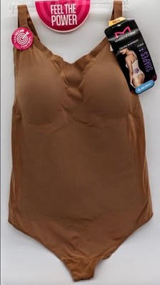 MAIDENFORM Power Players Firm Control Brown Thong Bodysuit Women's 3XL NWT