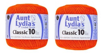 Aunt Lydia's Crochet Thread Size 10 Pumpkin 2 PCS Cotton Knitting Supplies