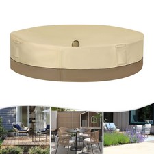 Round Outdoor Table and Chairs Cover 240cm Waterproof Beige Patio Set Protector