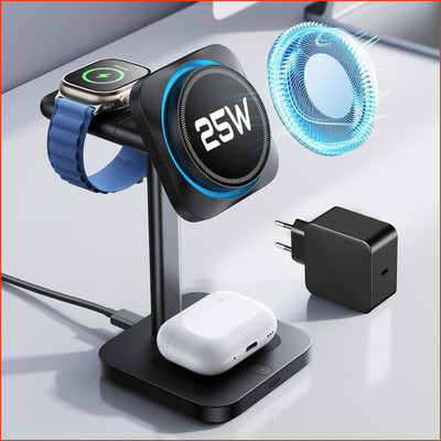 Ladestation 3 in 1 Qi 25W Induktiv Magsafe für iPhone Apple Watch AirPods