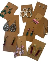 Mixed Lot of 10 Earrings On Card Pierced Dangle Studs Hearts Pearls