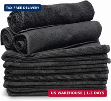 Premium Microfiber Cleaning Cloths Black Ultra-Absorbent Detailing Towels for Au