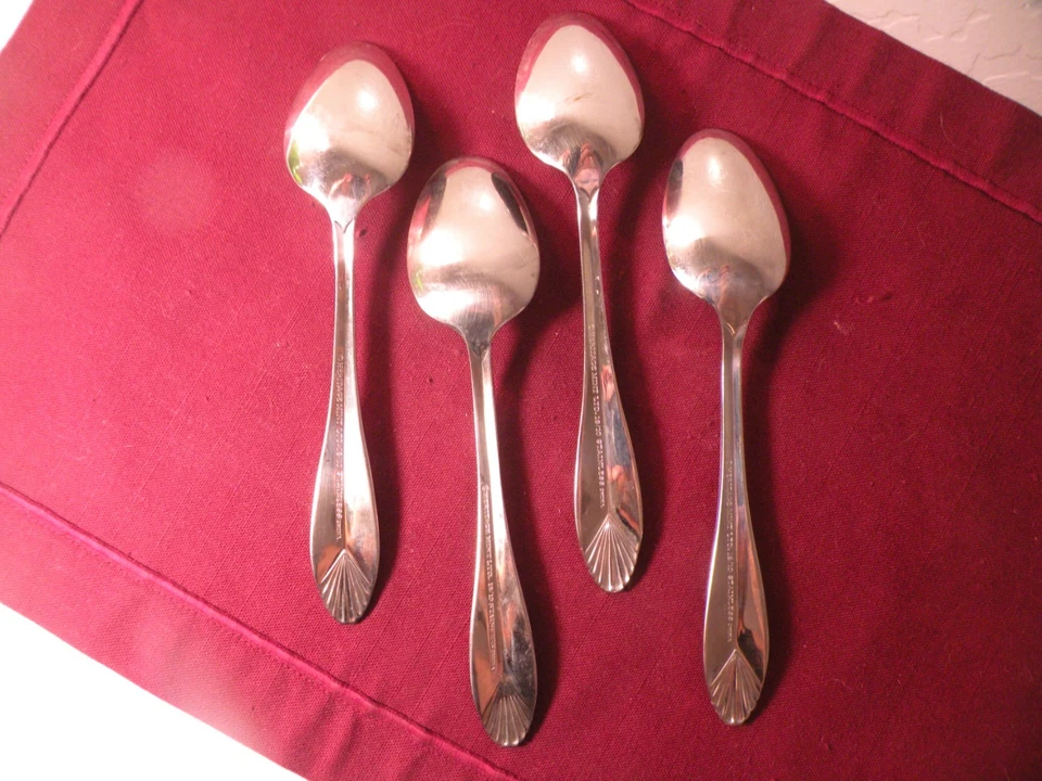 Juego de 4 cucharas soperas lugar/ovaladas Heritage Mint Ltd SAFRANO 18/10 acero inoxidable 7" Foto 4 de 4