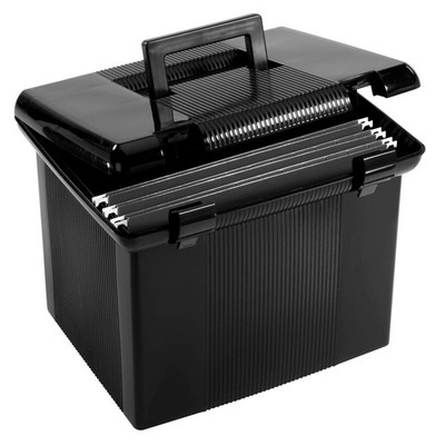 Portable File Box with File Rails, Simple Document Storage, File Bin for Home...