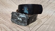 Vintage Leather Belt Silver Buckle Short Length Used