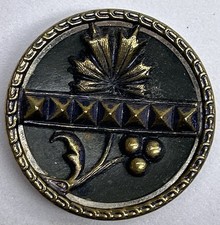 Antique Concave Metal Shank Button Flower With Berries