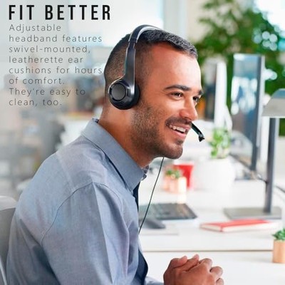 LOGITECH WIRED HEADSET STEREO NOISE CANCELLING PC/LAPTOP USB-A H390 - BLACK
