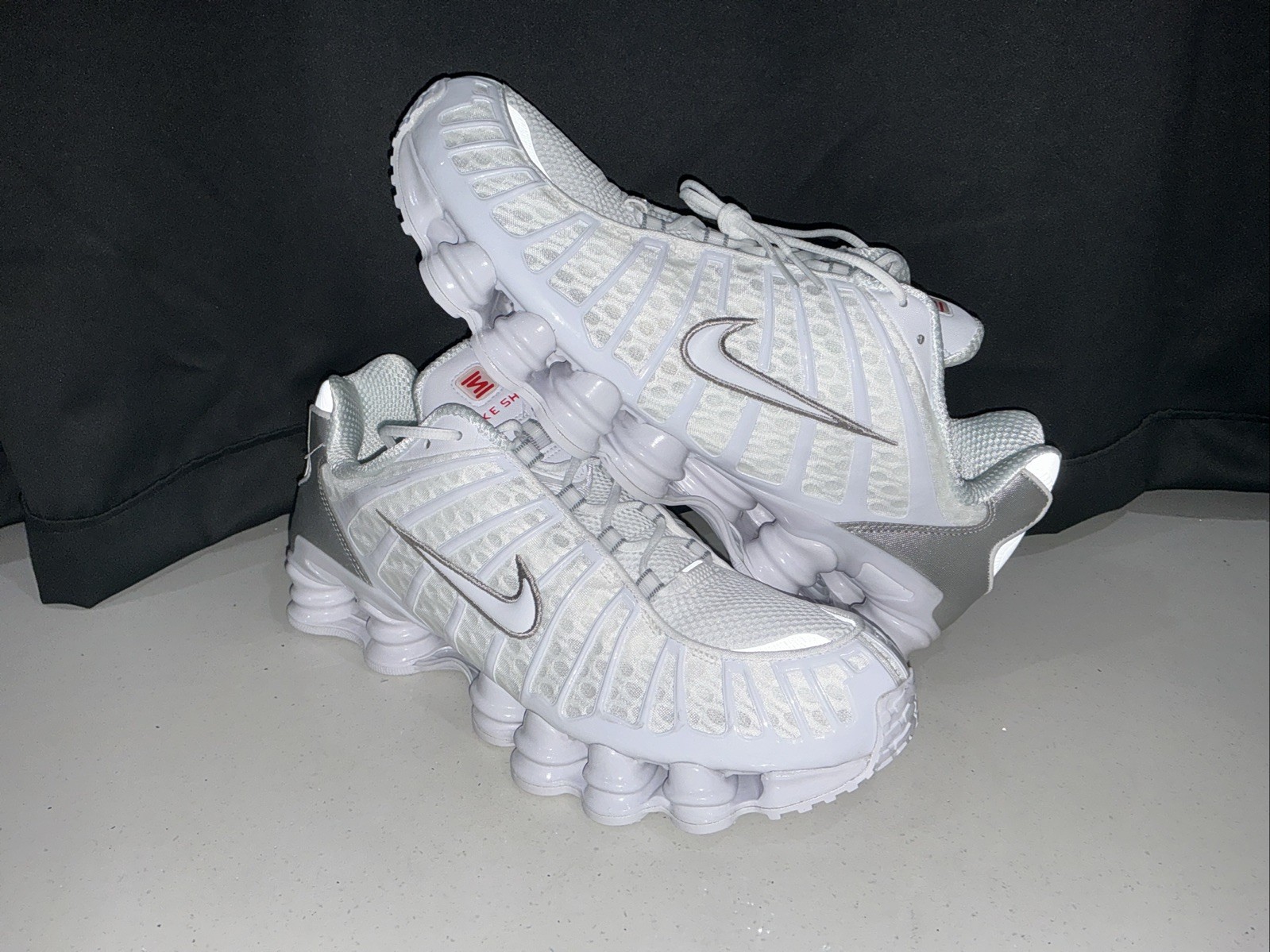 Nike Shox TL Metallic Silver AV3595-100 Men Sz 13 Triple White Gray