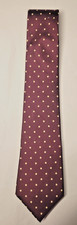 Vintage Lilly Dache men's woven silk necktie in burgundy with beige polka dot