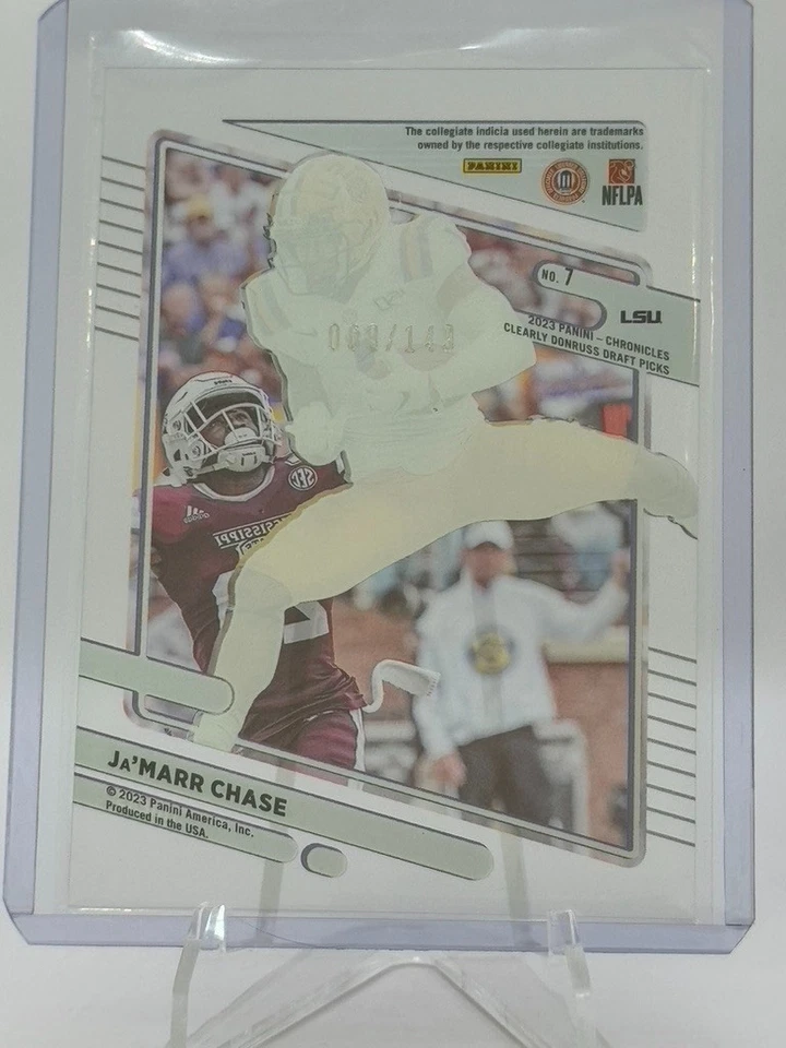 2023 Panini Chronicles Clearly Donruss Draft Picks Ja'Marr Chase Red 9/149 #7 - Image 2 of 2