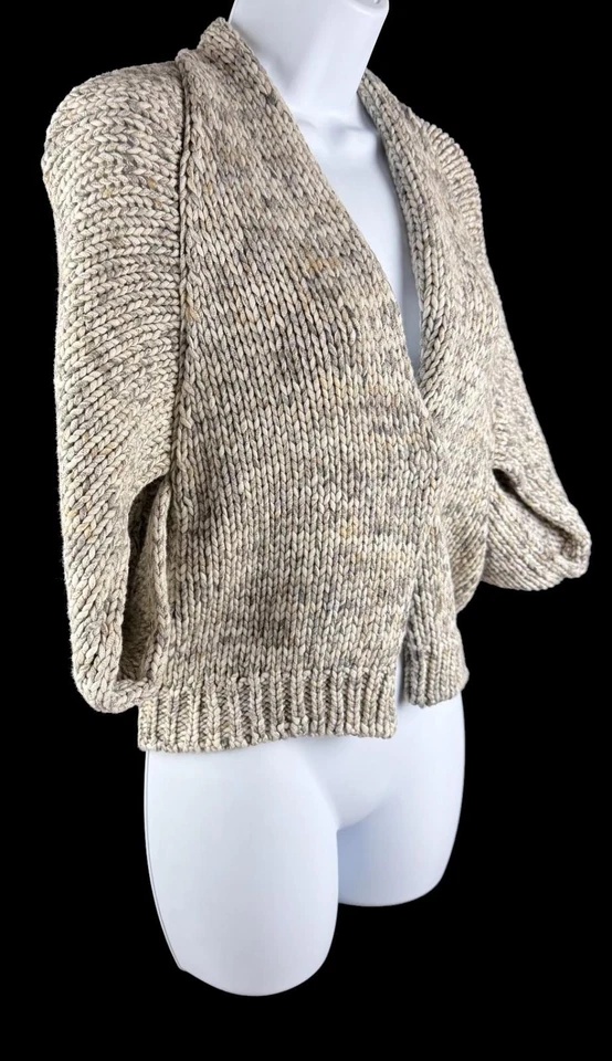 女式 Brunello Cucinelli 灰色粗花呢短袖棉质开衫毛衣 S 码 — 第 2/4 张图片