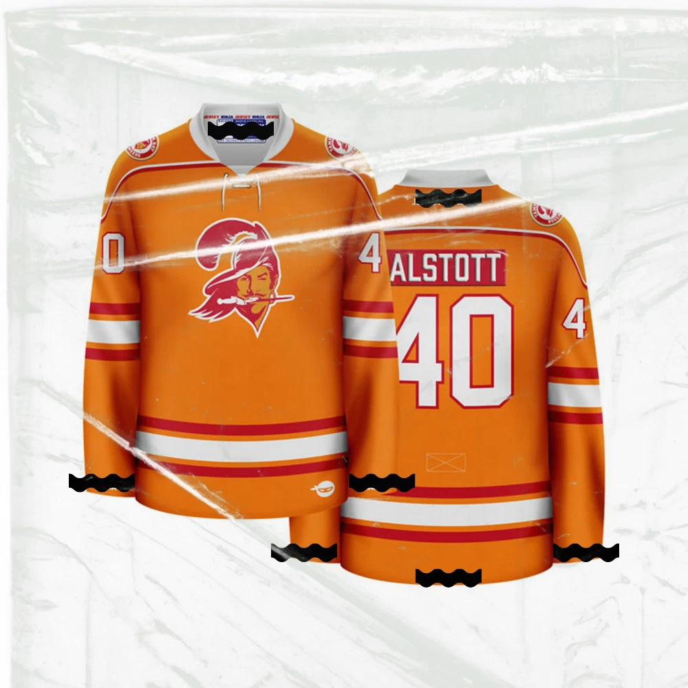 TPBuc.can.eers Orange 1976 Crossover Hockey Jersey