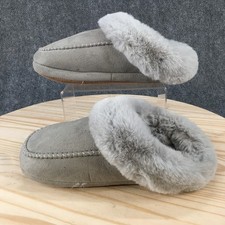 Cuddl Duds Slippers Womens L Gray Moccasin Faux Fur Lined Suede Indoor House