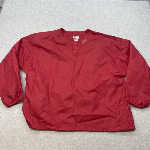 Vintage Rawlings Warmup Jacket Mens L Red Windbreaker Pullover Nylon Vented - Picture 1 of 12