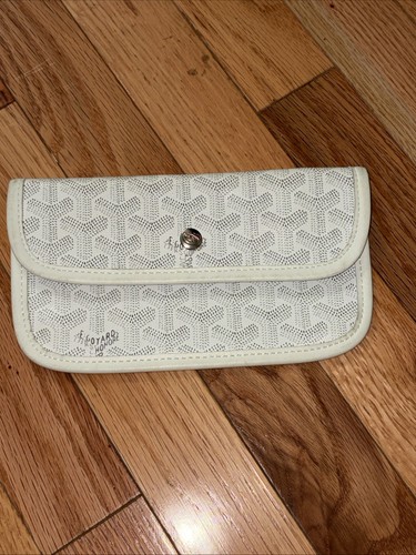 Goyard Saint Louis White Canvas Pouch Wallet Goyardline Bifold - Authentic