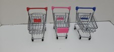 Dollhouse Barbie Doll Sized METAL SHOPPING GROCERY CART PLAY TOY Lot of 3 RARE