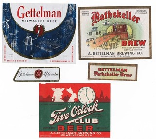 Three Gettelman Labels Vintage 2 from the 1930s and a foil label Milwaukee