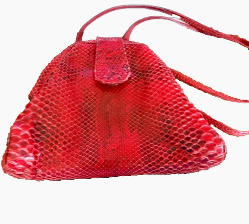 Vintage Jackie’s Handbags New York karung snakeskin red shoulder purse