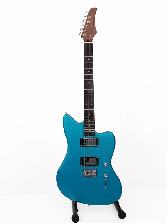 KGD Blue Silver Sparkle Electric Guitar, Rosewood Fingerboard, Carbon-Baked Neck