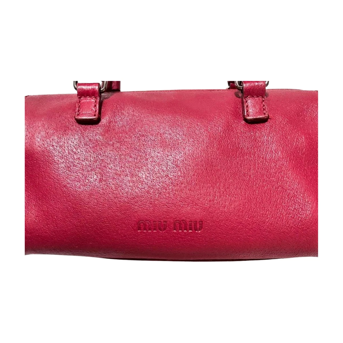 Vintage Miu Miu 90s Mini Boston Bag Red Pigskin Leather
