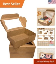 12-Pack Food-Safe Bakery Boxes with Transparent Window - Perfect for Desserts 
