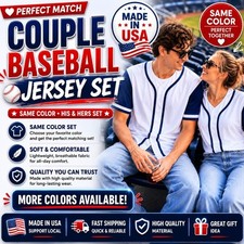 Conjunto de camisetas de béisbol para parejas para él y la suya camisa a juego mismo color abotonadas